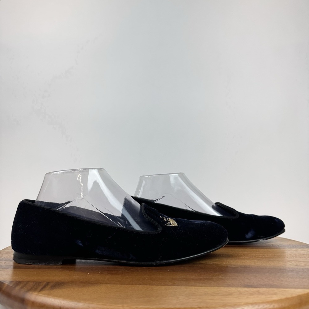 Mens Church's Sovereign Navy Blue Velour Velvet Slippers Loafers Size‎ EU 38.5